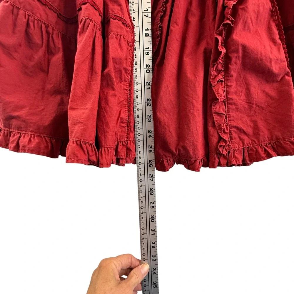 Jottum Childs Dress Size 4 Deep Red Long Sleeve Tiered Ruffle High Neck Cotton